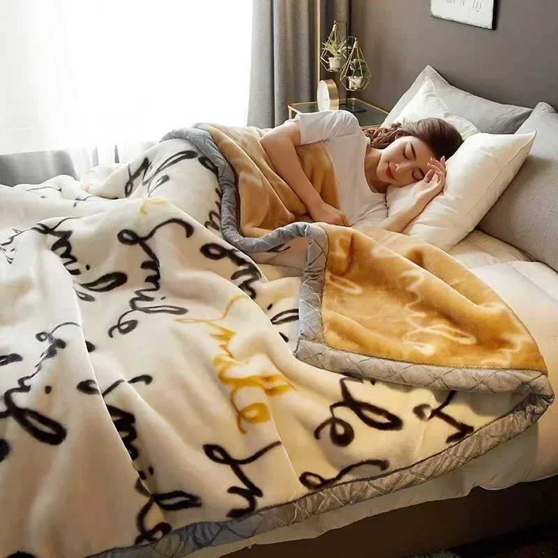 High-end Printed Warm Raschel Blankets for Winter Super Soft Warmth Weighted Blanket High-quty Antistatic Skin Friendly Duvet C251111