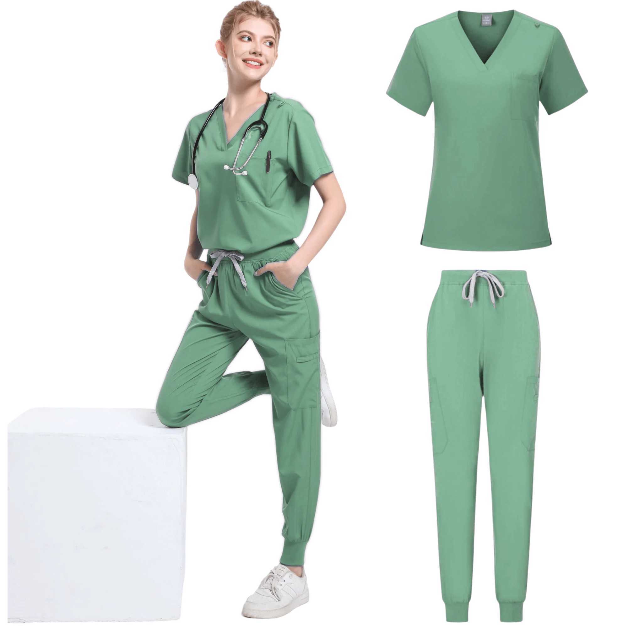 Scrubs Medical Uniforms Womens Multi Color SPA Beauty Uniform Dental Veterinary Work Uniform Neutral Pharmacy Clinic Scrub Set X250410