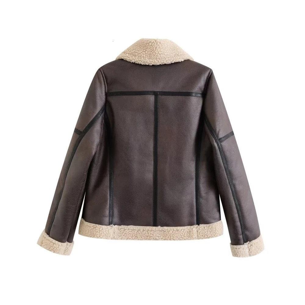 Womens Thick Warm Faux Suede Jacket with Belt Long Sleeve Front Zipper Female Outerwear Chic Tops Winter Fashion 251105