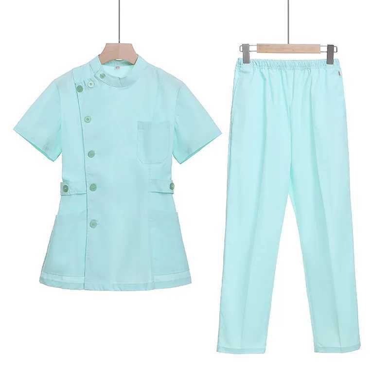 Flower short washer set nurse doctor medical uniform womens coat nursing care two-piece set beauty Sn hospital gown X250410