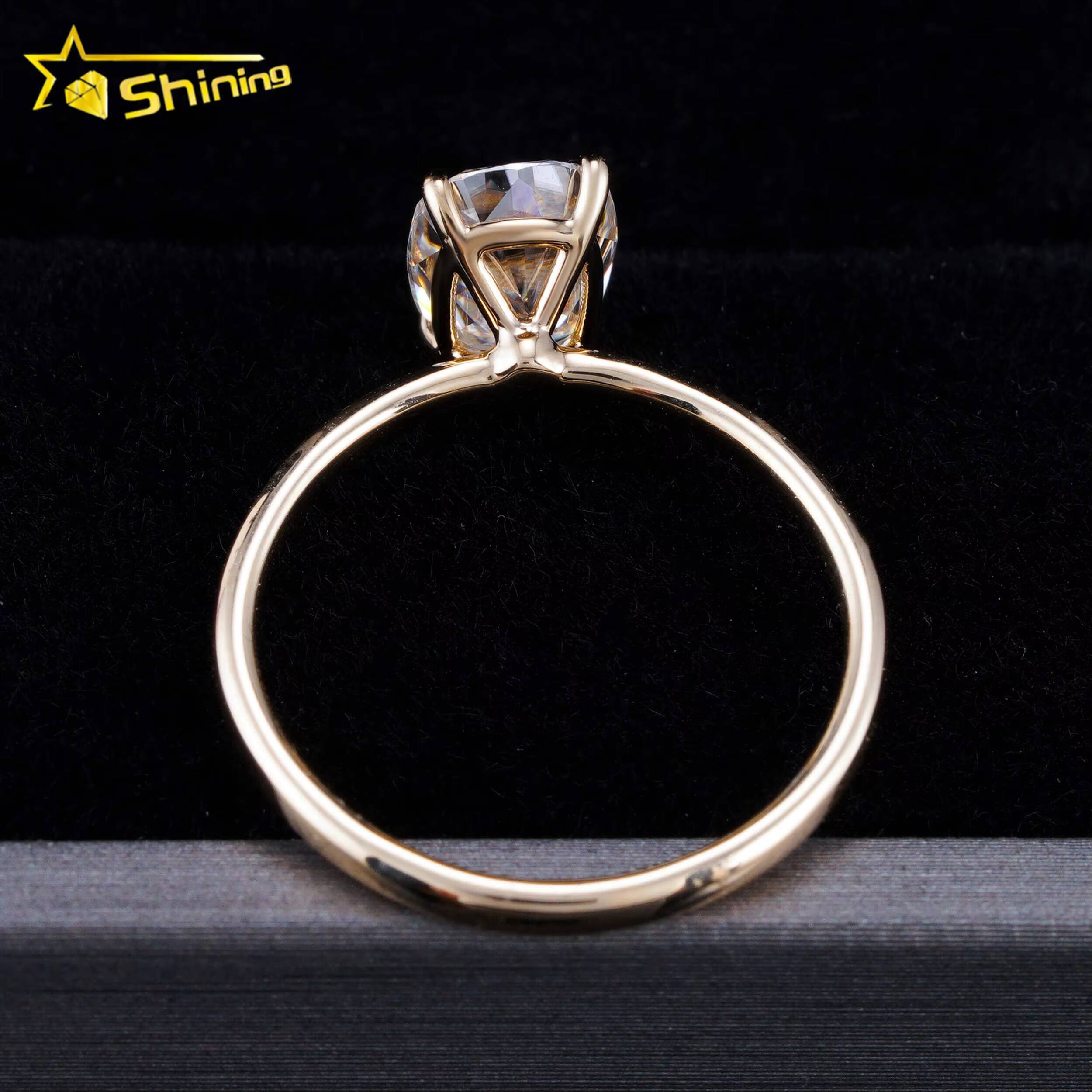 GRA Certificated Women 14K Real Gold Wedding Rings 6x8MM 2CT Cushion D VVS Moissanite Engagement Ring