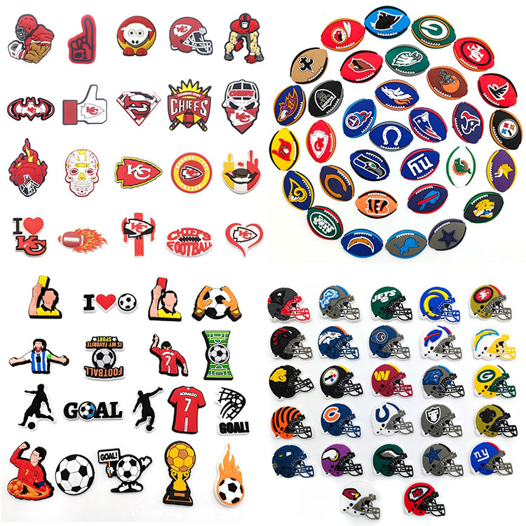 sport shoe charms hot football rugby series shoe flowers decoration buckle button for christmas halloween gift