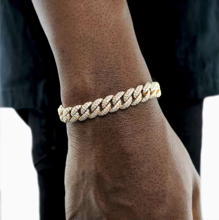 Full Iced Out 925 Solid Silver With GRA VVS Moissanite Diamond Bracelet Cuban Chain Link for Mans Hiphop Jewelry