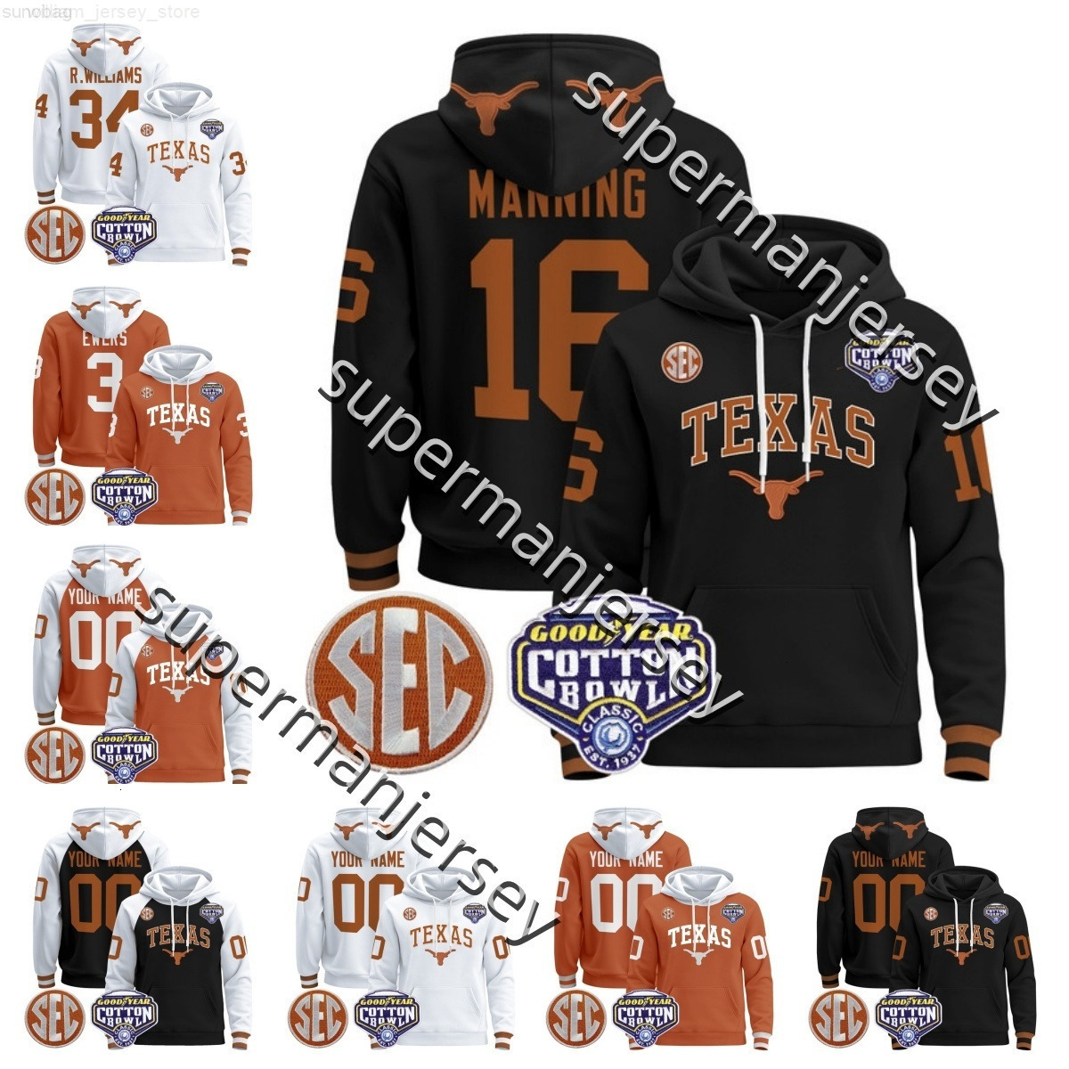 james 2025 Custom Texas Longhorns College football jersey All Stitched Quinn Ewers Arch Manning 16 Men Women