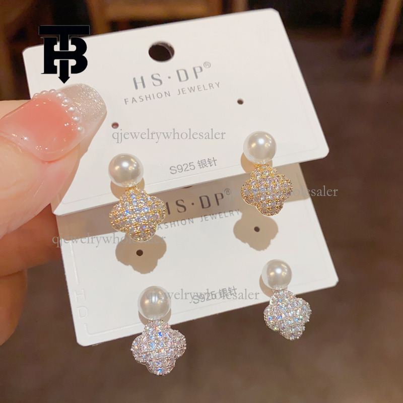 TB BHULAMTE Designer Mosquito Ring Thornless Earrings Luxury Jewelry Fashion Super Shining All Zircon Clover Ear Clip Exquisite Elegant And Versatile