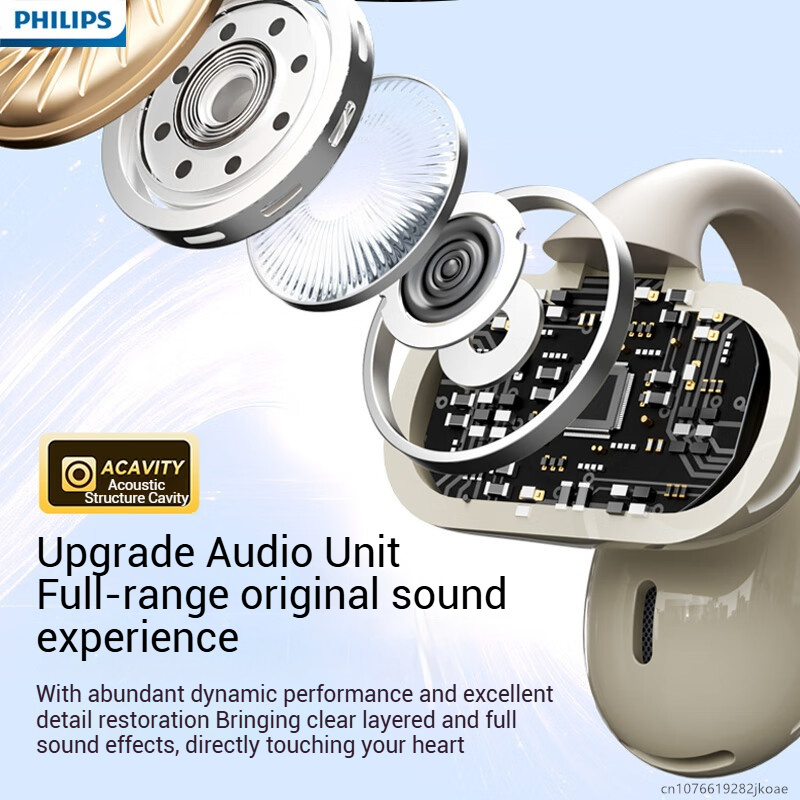 New Philips TAT2469 Ear Clip Earphones Wireless Bluetooth 5.4 Open Headset Sports Running Anti Drop Headphones Comfortable Wear 300mAh Long Standby