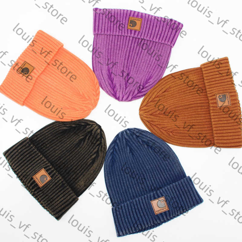 Washed Old Striped Tooling Label Dome Brimless Hat Mens and Womens Damp Cold Knitted Wool H250411