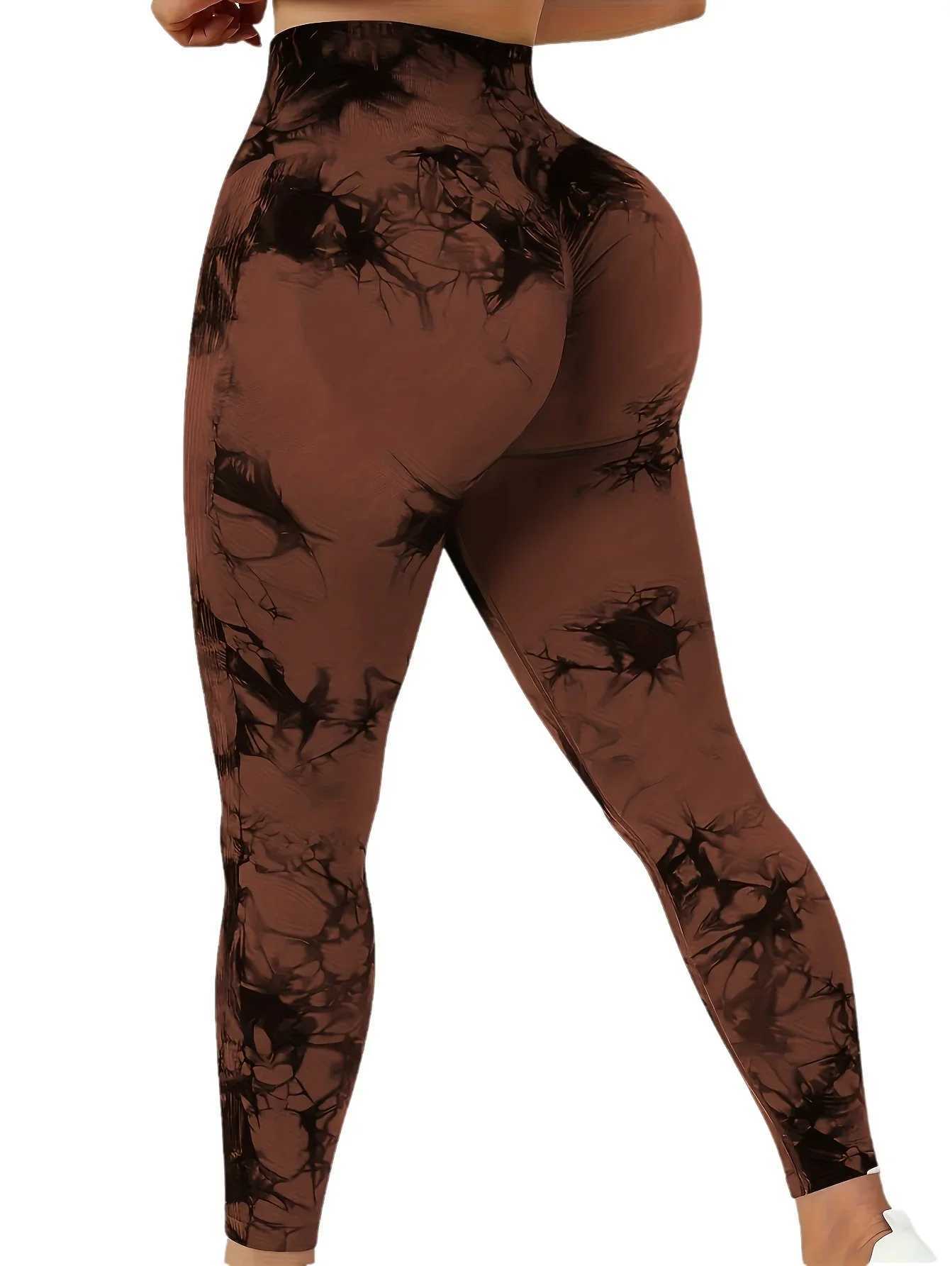Tie dye yoga pants sports legs seamless high waist push ups for women tight fitting fitness exercise legs gym clothing 2025 newW250411