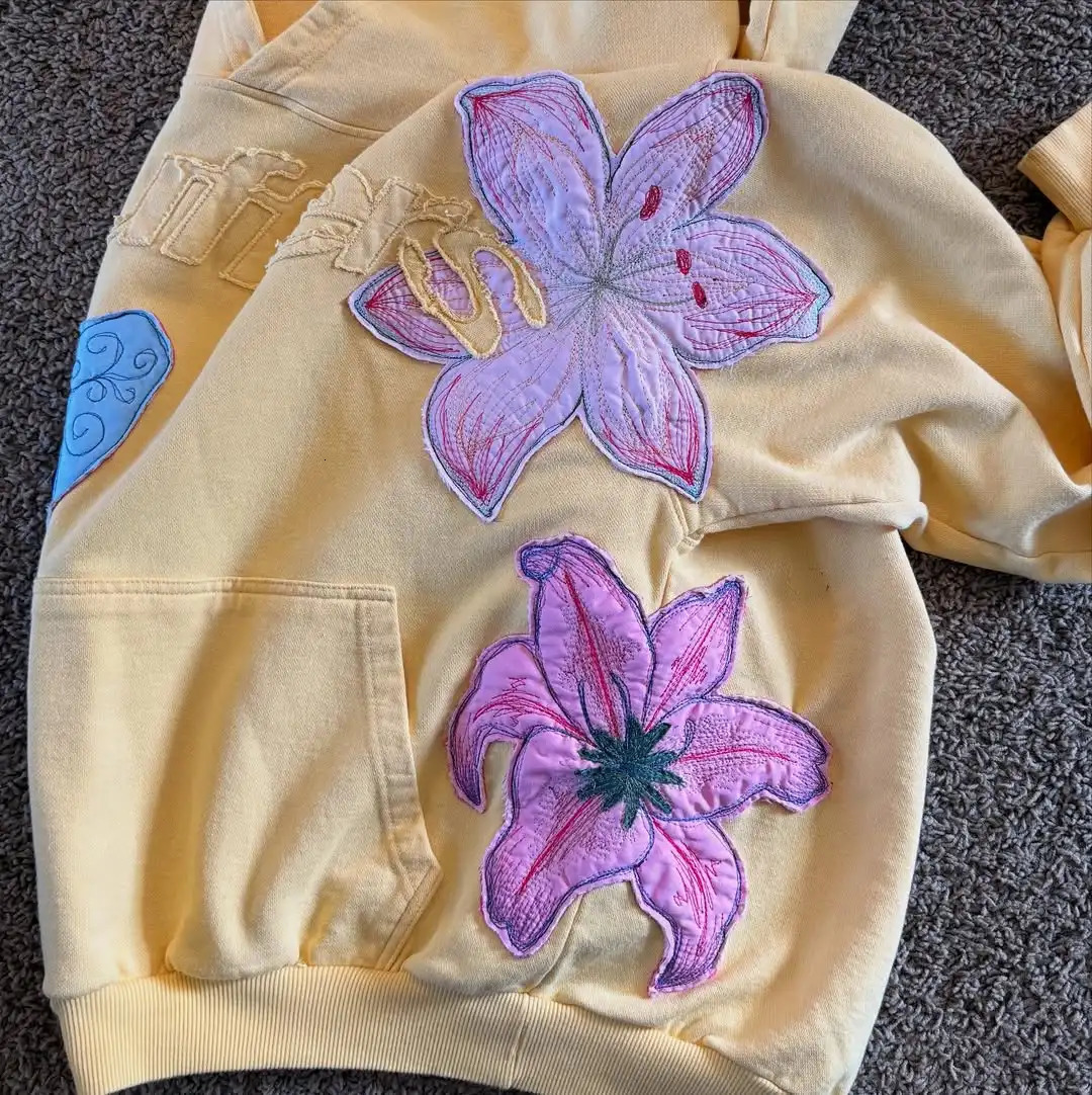 Y2K fashion patch embroidery sports hip-hop hoodie street retro high-quality couple casual daily versatile long sleeved hoodie251111