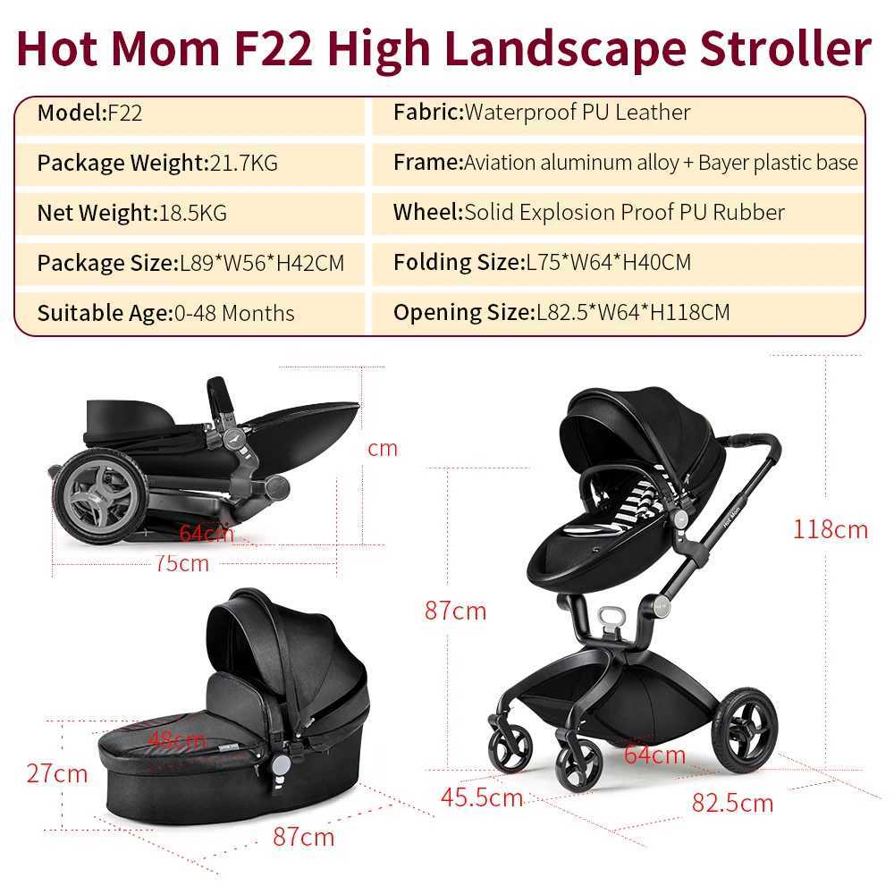 Hot Mom F22 baby stroller 3in1 adjustable seataluminum framesolid rubber tiresrain covermosquito netlarge storage basketXJ250623