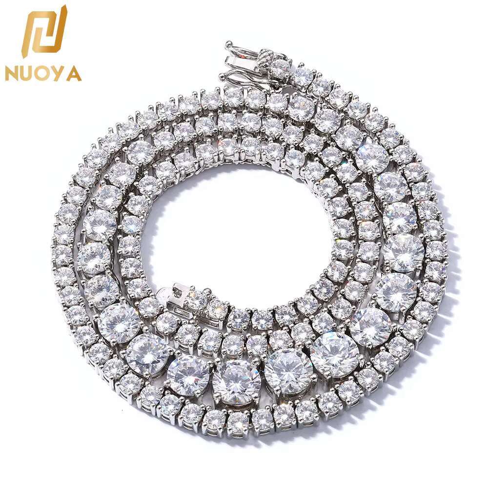 Hip Hop 925 Sterling Silver Moissanite Diamond Tennis Cuba Chain Necklace Bracelet