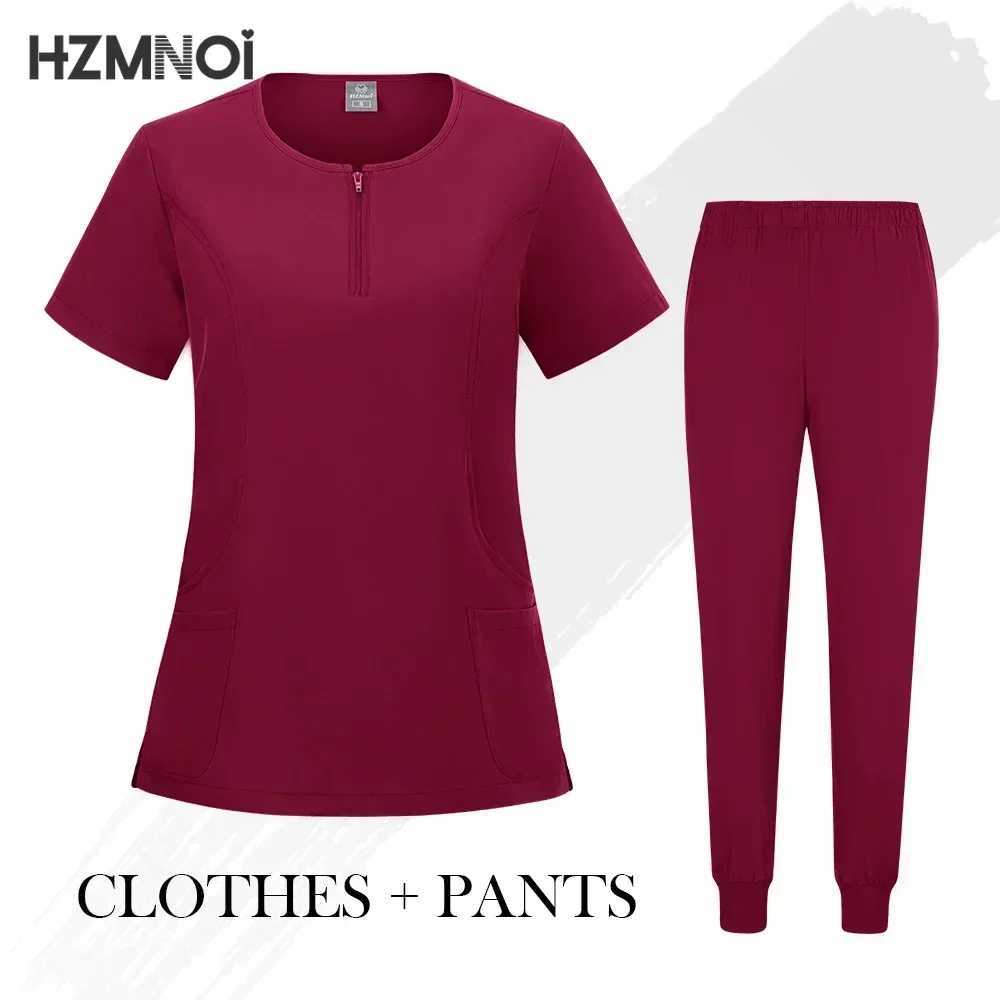 Uniformes De Enfermera Mujer Medical Scrubs Nurse Uniforms Beauty Top+Straight Pant Nursing Set Women Multicolor Doctor Workwear X250410