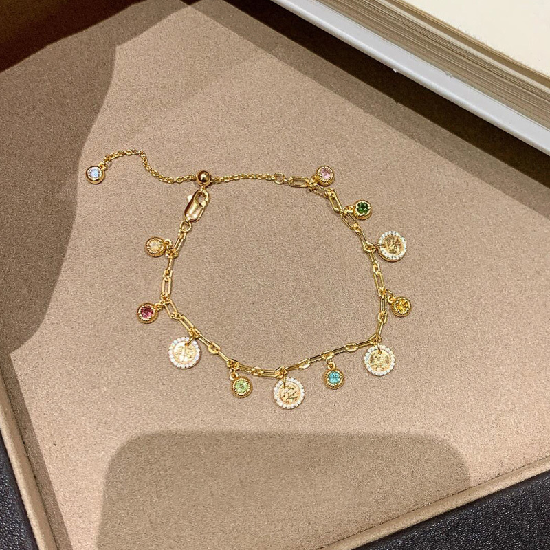 24K Real Plated Zircon Round Sand Gold Fashion Daily Commuting Bracelet Light Luxury High-end Sense Jewelry for Women - view 3