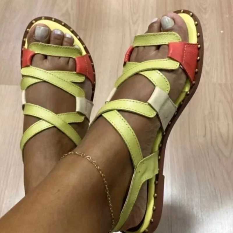 Womens Sandals 2022 New Gladiator Summer Sandals Flat Shoes Womens Roman Style Summer Chaussure Womens Flat ShoesXJ250410