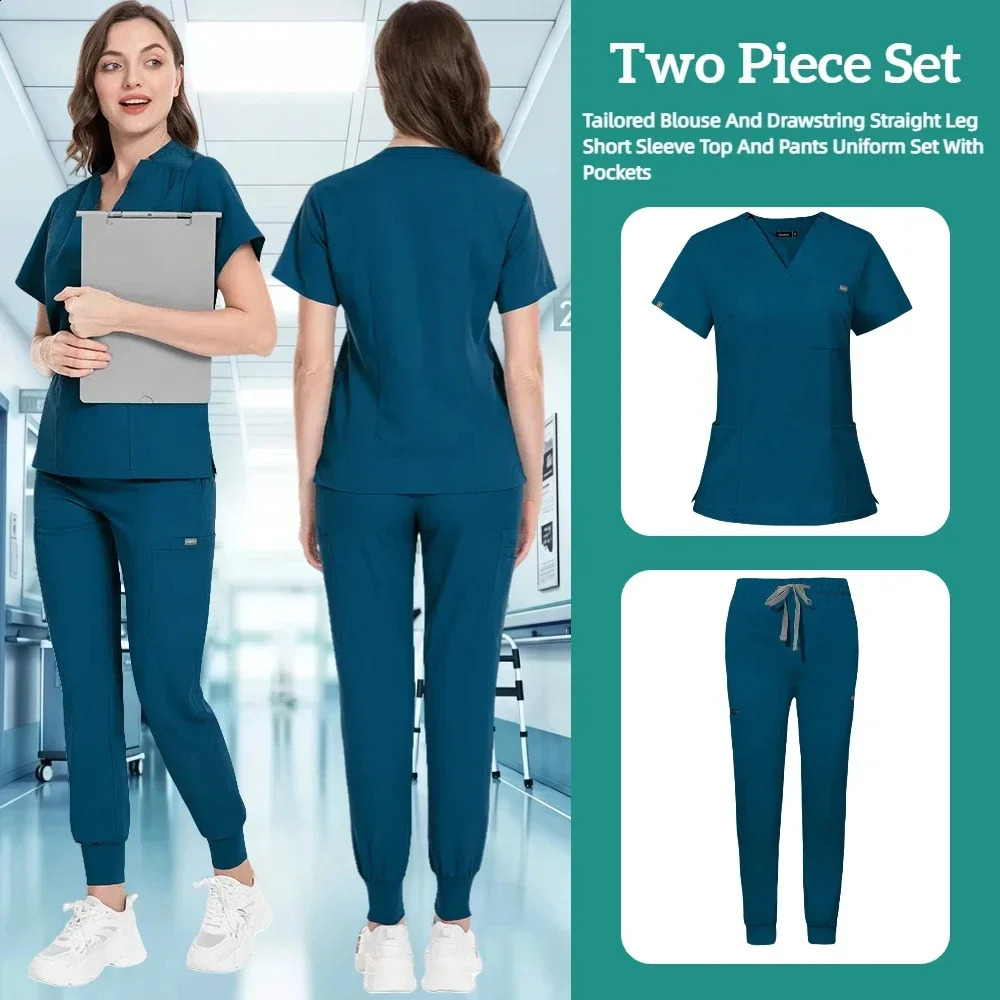 Scrub Nursing Gown High Quality Elastic Scrub Healthcare Pharmacy Solid Color Uniform Wholesale Workwear Unisex 250407