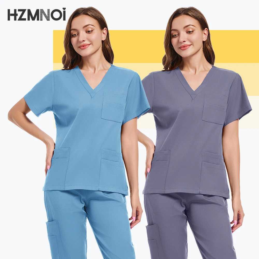 High Quty Nursing Scrubs Uniforms Sets Hot Sale Hospital Uniform Tops and Pants Set Medical Women Nurse Accessories X250410