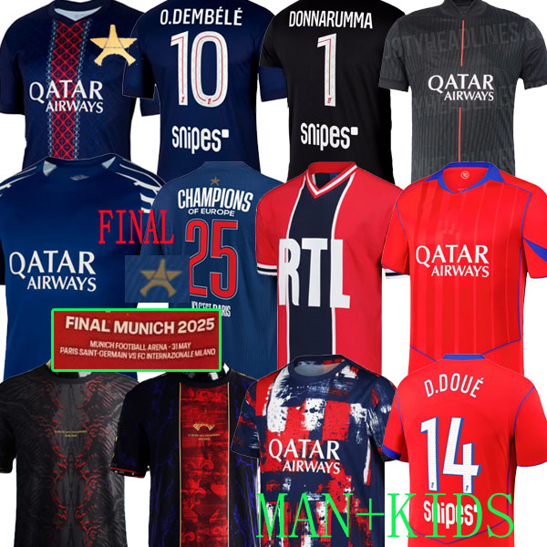 2025 4XL maillot de foot Kvaratskhelia soccer jerseys 4th 1975 NEVES HAKIMI football shirt 24 25 26 hommes BARCOLA Zaire-Emery O.Dembele PARIS Fourth PSGES ZABARNYI S