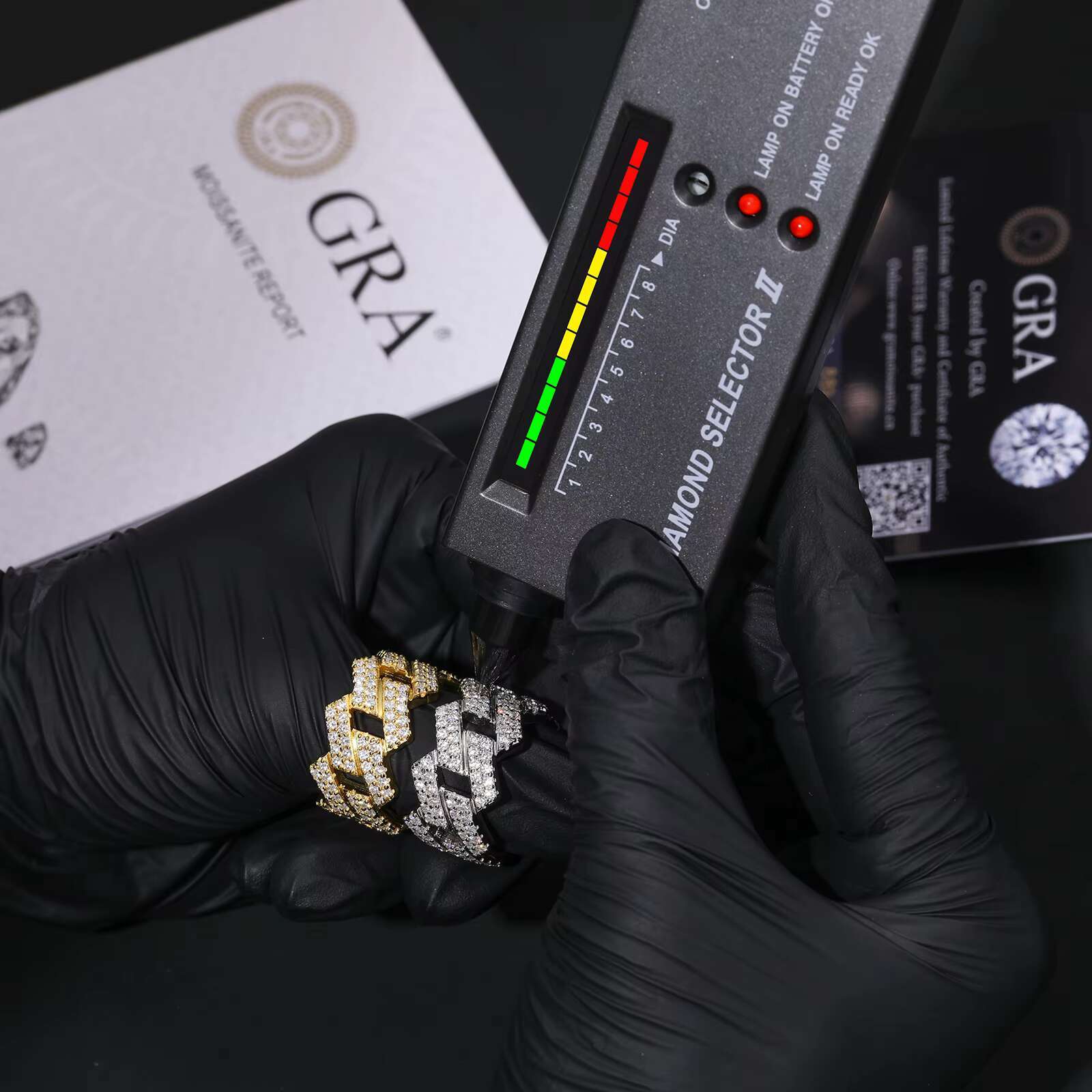 Factory-Crafted VVS1 D Color Moissanite Street Swagger Jewelry Rings GRA Certified with Pass Diamond Tester
