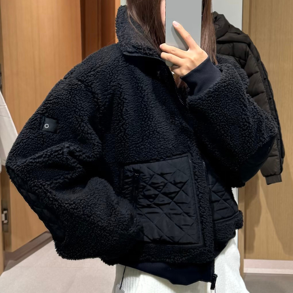 Y453 Women's Designer Stand Collar Jacket Women's Hooded Thermal Coat Trench Coat with Puffy Teddy Bear Fur Patchwork