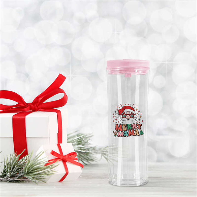 20oz Snow Globe Acrylic Tumbler Plastic Cups Double Wall Insulated Snowglobe Sippy Mug With Flip Lids & Pre Drilled Hole Silicone Stopper For DIY Glit