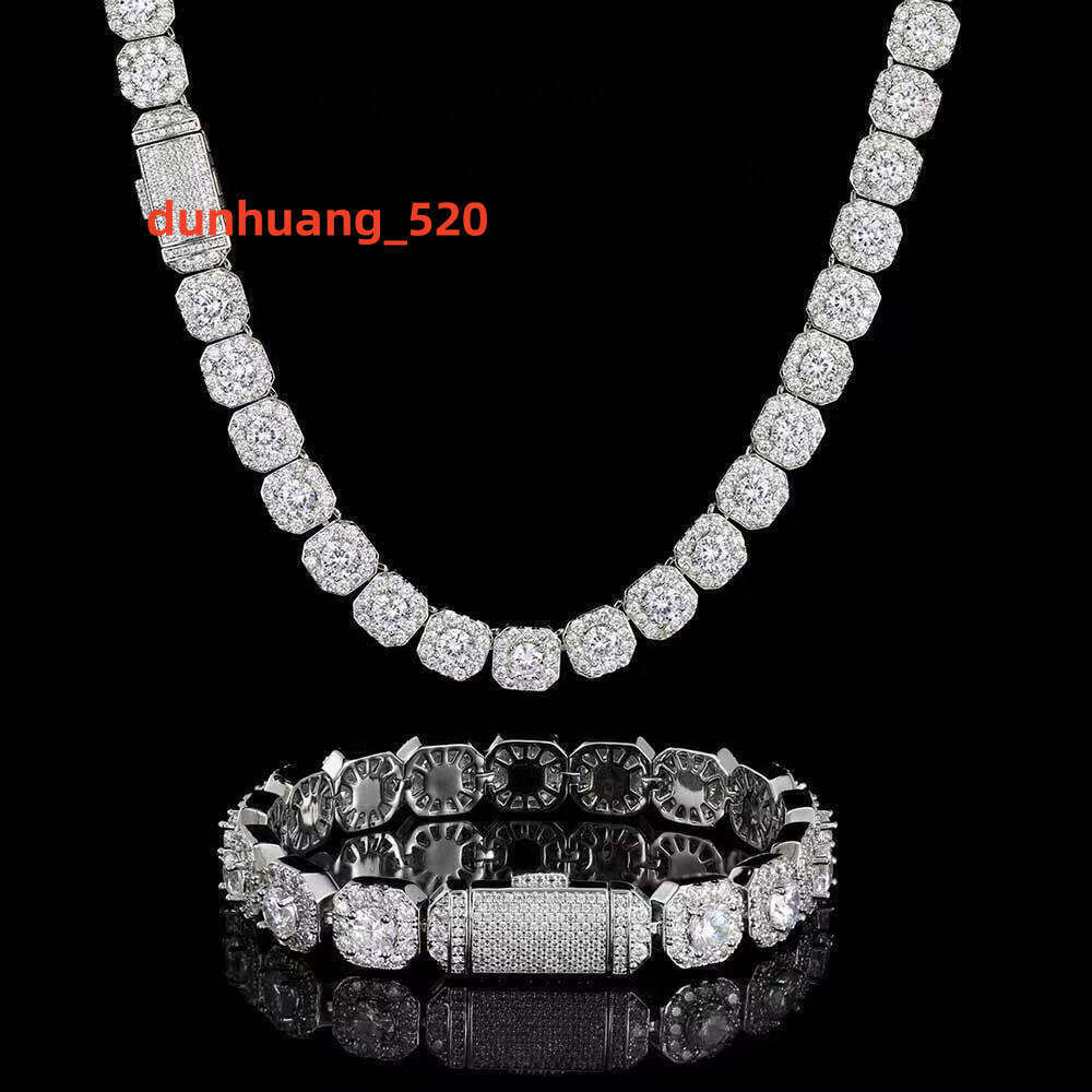 Necklace bracelet Moissanite Diamond Custom Vvs Cuban Link Chain S Sier 10mm Large Tennis Chain Solid Back Hiphop