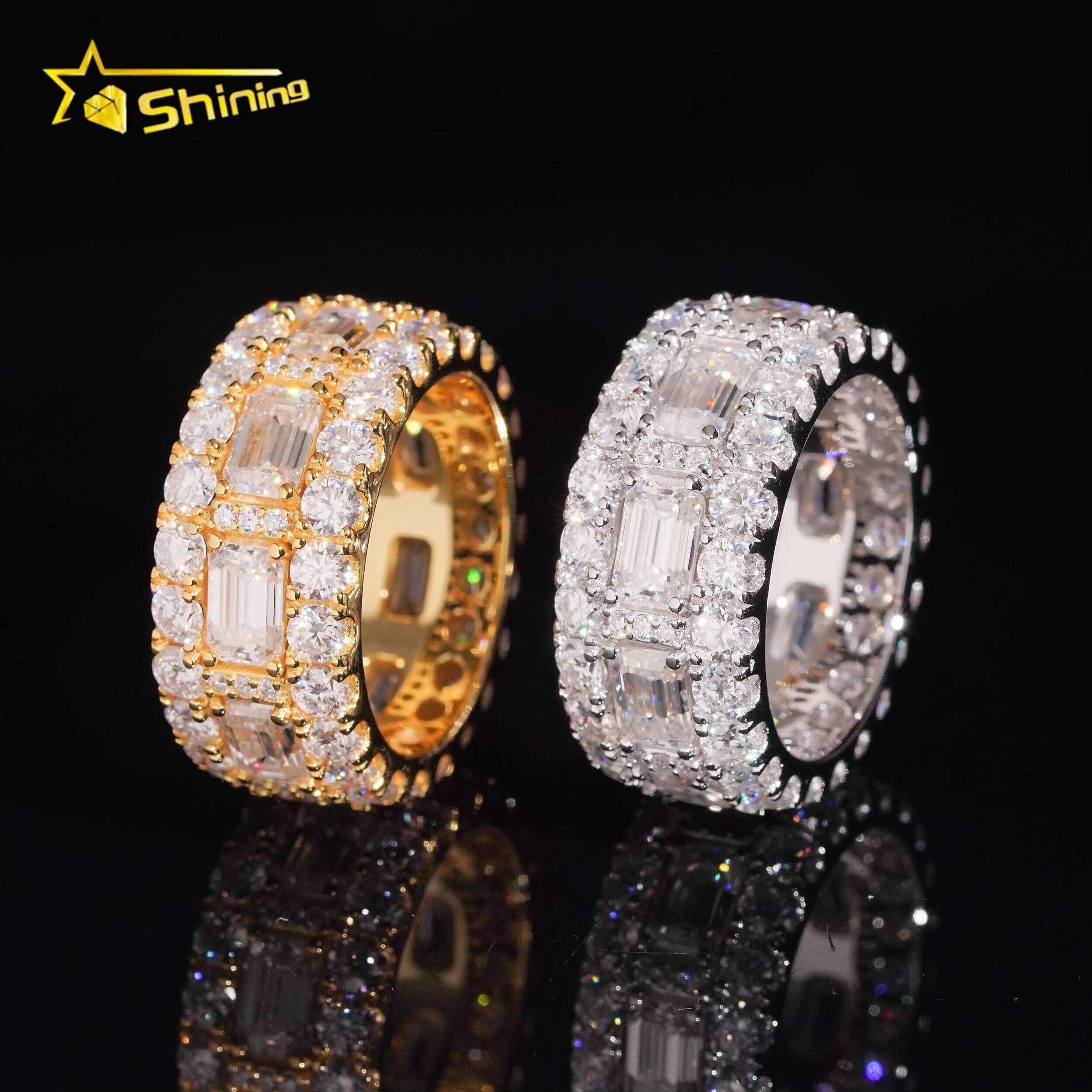 GRA Cert Pass Diamond Tester Wholesale Solid Silver 925 VVS Moissanite Fully Iced Out Engagement Eternity Band Ring Wedding Ring