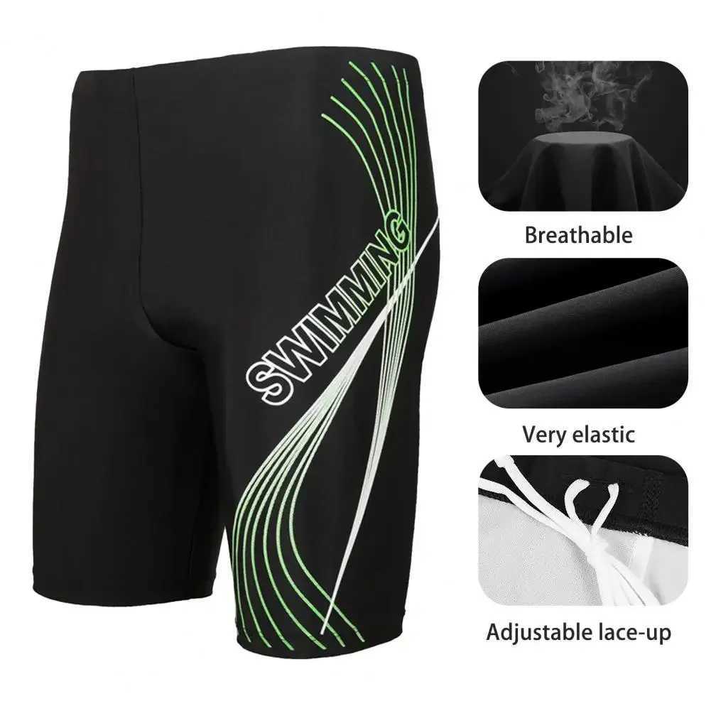 Mens quick dry swimming dry swimsuit high waisted letter printed mens sports surfing shortsW250410
