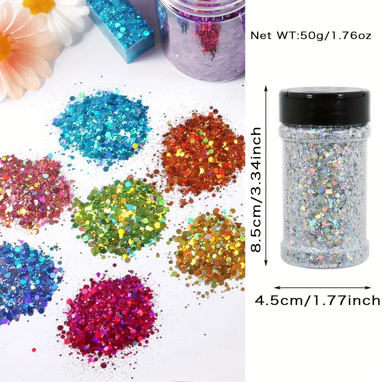Holographic Chunky Glitter Sequins 50g Mixed Size Laser Sparkle Flakes For DIY Nail Hair SkinMusic Festival 250410