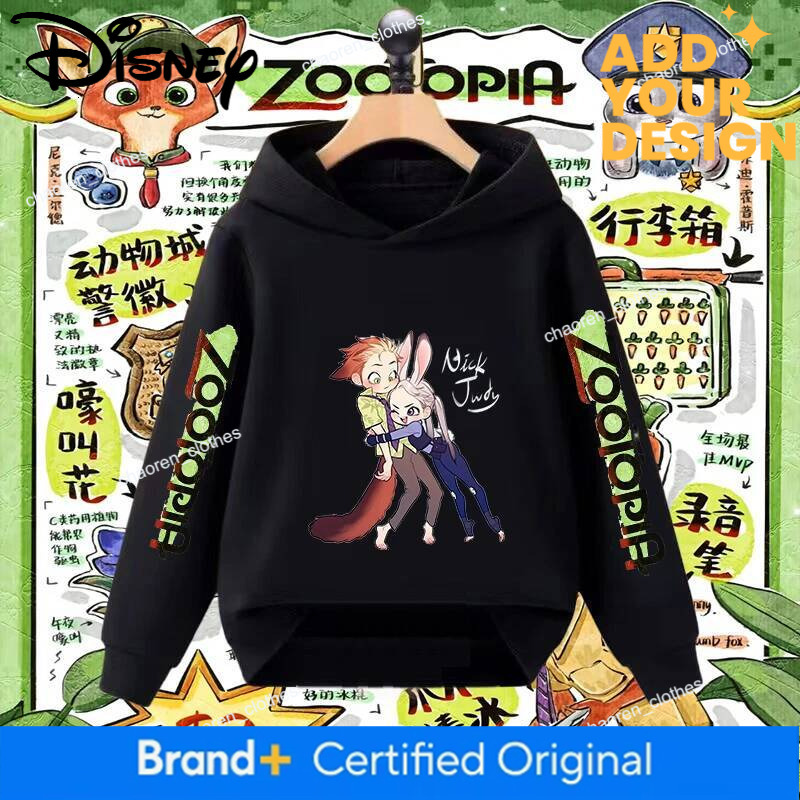Disney Kids Hooded Sweatshirt Zootopia Judy Hopps Nick Wilde Sisters Matching Outfits Children Cartoon Character Wear