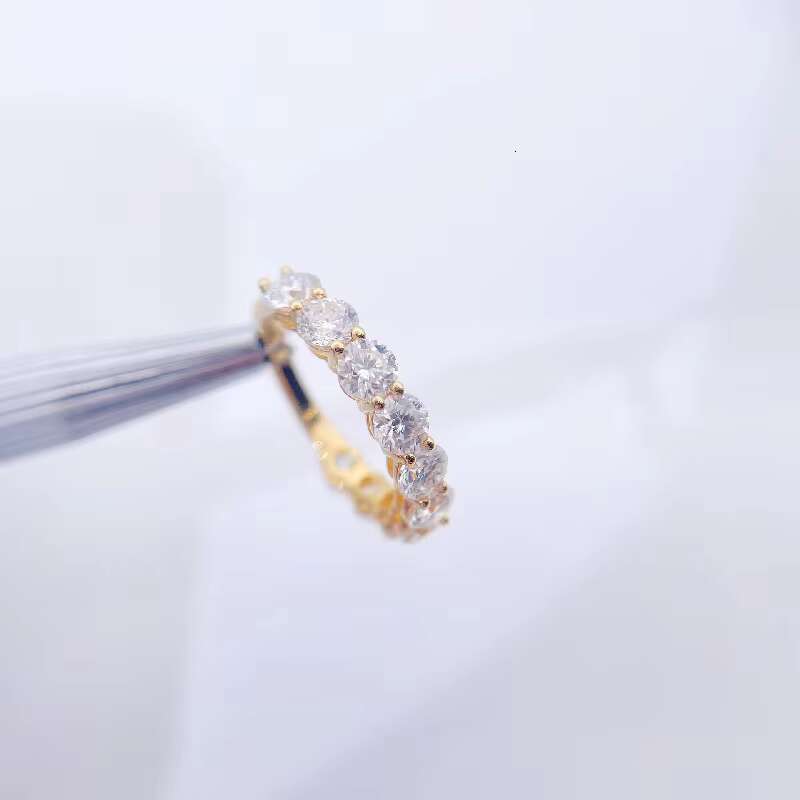 New Ins Ring S925 Silver Platinum-plated Round Moissanite Ring
