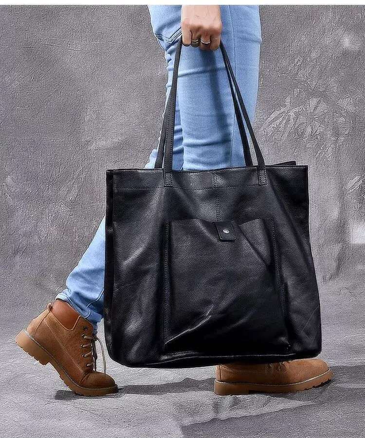 Designer Bag New Genuine Women's Vintage First Layer Soft Leather Large Capacity Multi-Compartment Shoulder Bag