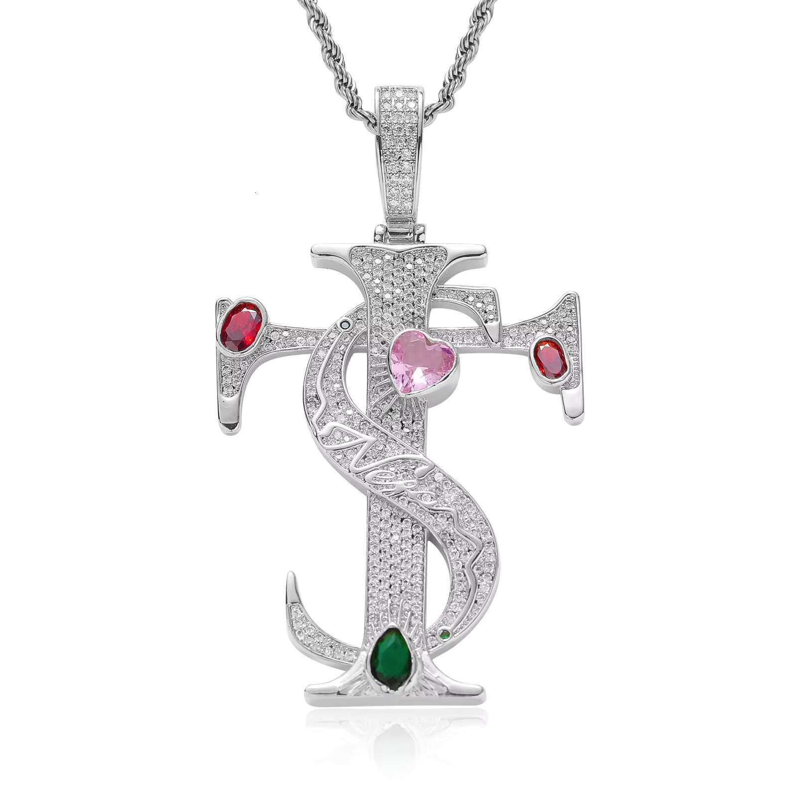 Wholesale Fashion Women Jewelry Trendy TS Pendant Necklace Personalized Rope Chain Neck Chain Jewelry Moissanite Cuban necklace