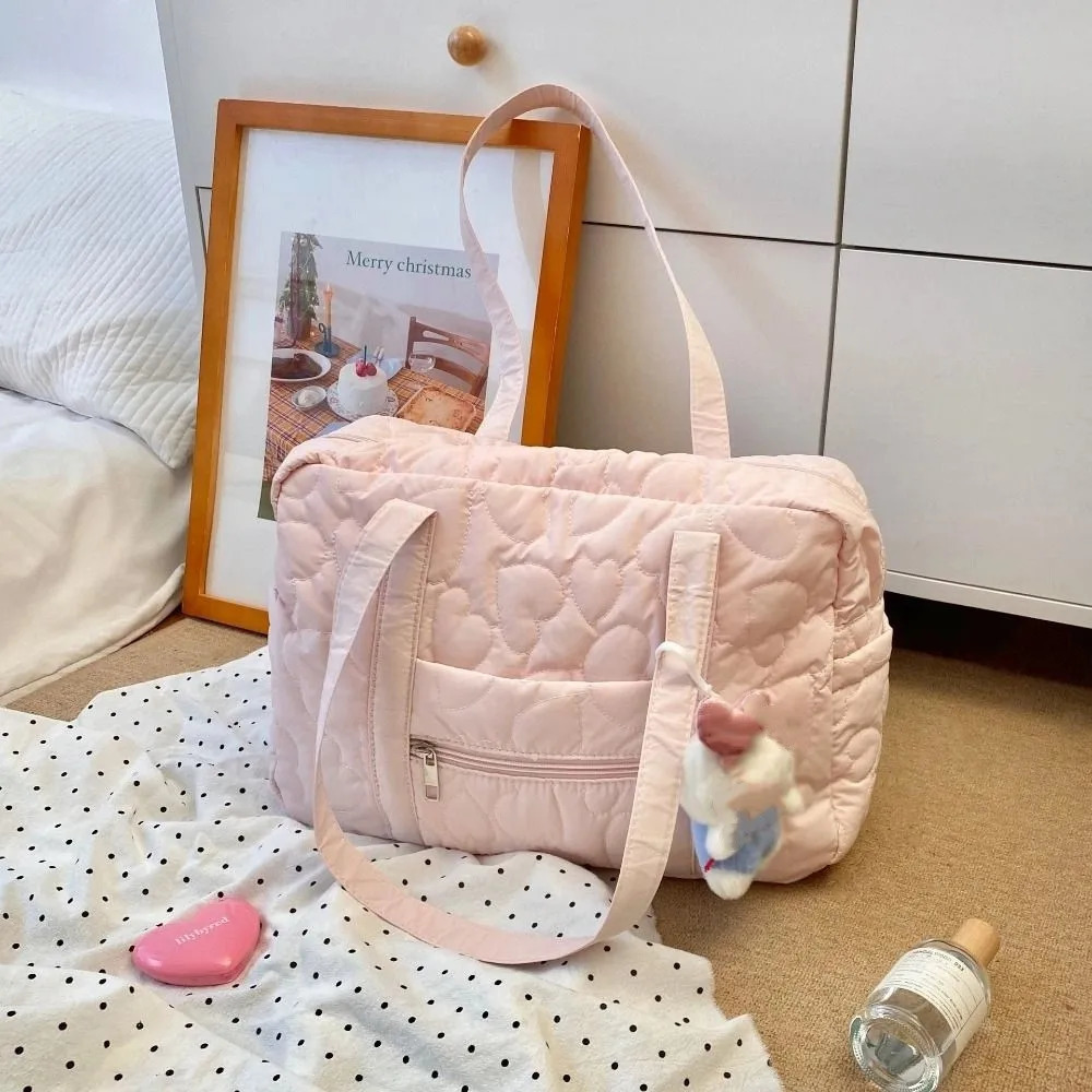 Casual Underarm Bag Travel Luggage Bag Korean Style Solid Color Mommy Bag Tote Bag Heart Travel Storage Bag Women 251110