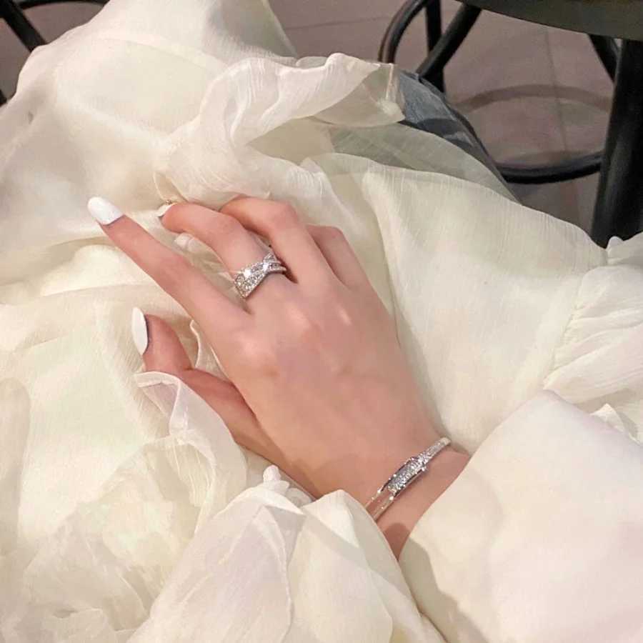 Luxury Summer Rhinestones Crystal Bracelet for Women Inlaid Cuff Open Bangle Bracelet Fashion Designer Jewelry Pulseras MujerC250410