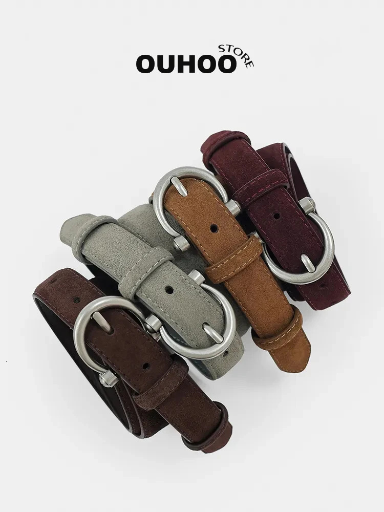 Suede Leather Belt for Women Gold/Sliver Alloy Buckle Ladies Trendy Belts with Casual Jeans Dress Coats 251110