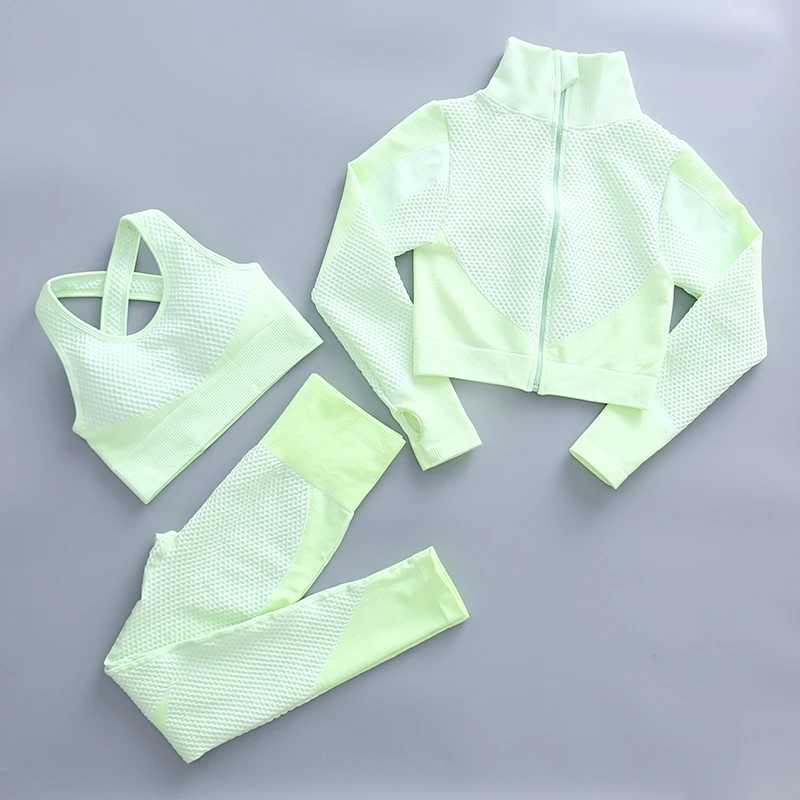 Short pole seamless womens yoga set sportswear gym clothing fitness long sleeved crop high waisted leg sportswearW250411