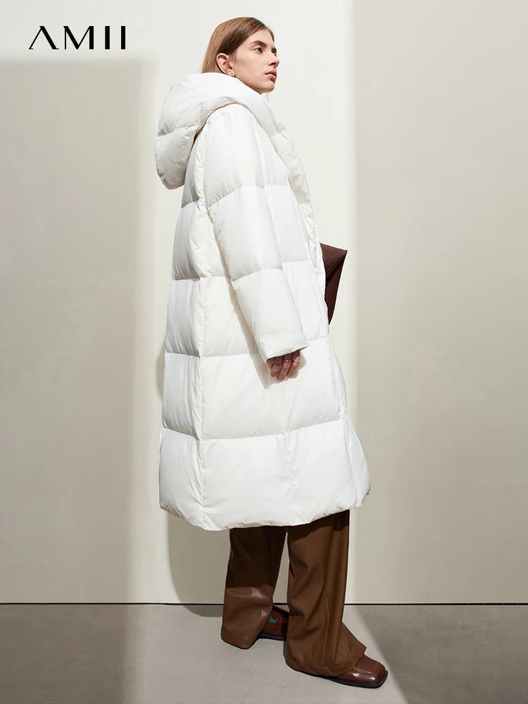 AMII Minimalist Down Jacket Coat Women Winter Warm Long Bread Puffer Coat Light Thick Quality Fashion Outerwear 12324060 251110