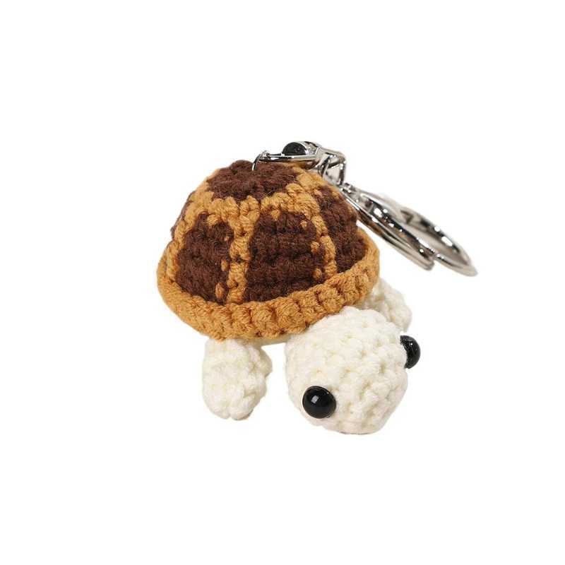 New cute little turtle car keychain mini turtle handmade wool crochet backpack hanging cute keychain W250411
