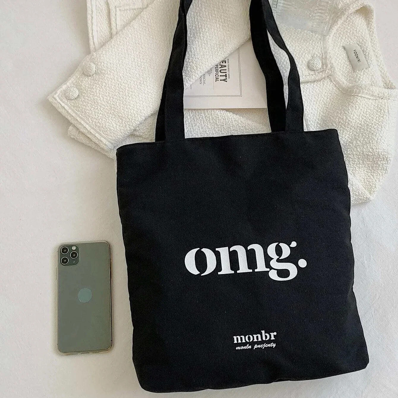 Women Canvas Shopping Bag OMG Books Female Cotton Cloth Shoulder Eco Handbag Tote Reusable Grocery Shopper Bags 251110