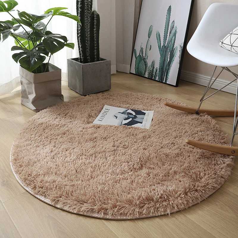 Fluffy Wool Rug Living Room Carpets Faux Fur Round Mat Kids Room Long Plush Rugs Home Bedroom Decor Shaggy Carpet Y251110