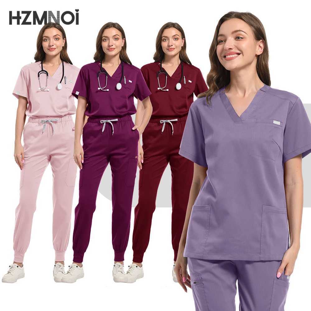 Hospital Surgical Workwear Short Slve Top Pants Nursing Accessories Doctors Clothes Women Medical Uniforms Elastic Scrubs Set X250410