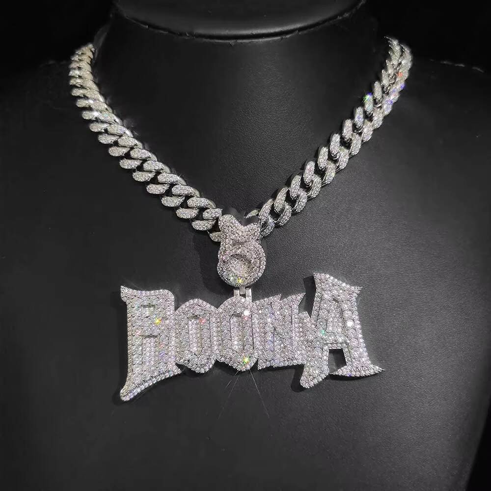 NUOYA Customized Hip Hop Jewelry Iced Out Diamond Name Pendant Personalized Shiny Diamond Custom Letter Pendant Customizable