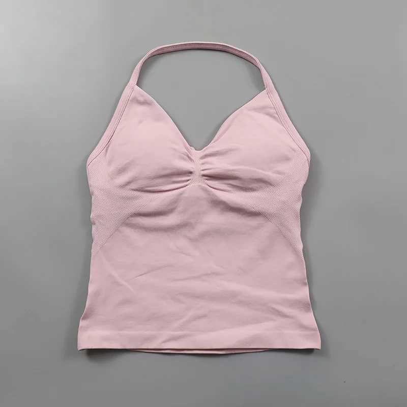 Impact Longline Shoulder Strap Gym Top Womens Scrunch Open Back Gym Clothing Built in Bra Pad Strap Neck Yoga Tank TopW250411