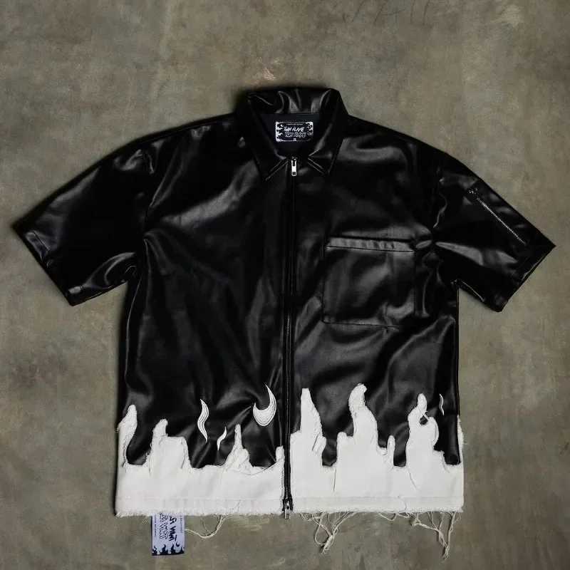New Arrival Fashionable European and American Ins mens printed T-shirt summer hip-hop Y2K mens personalized street retro cardigan Z250411