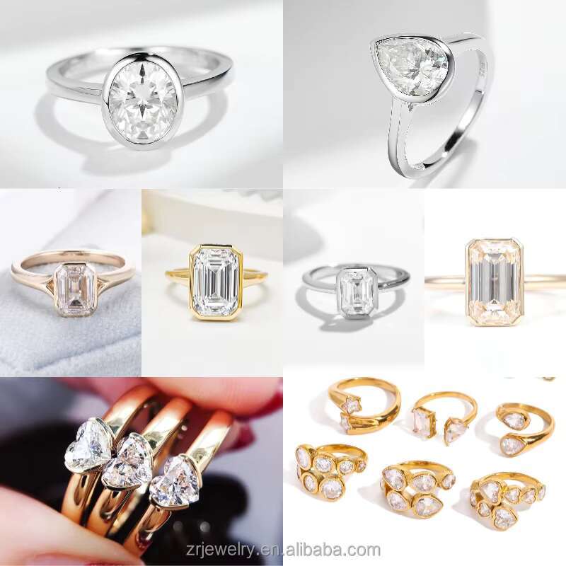 Silver Engagement Moissanite Diamond Ring Men Women 925 Silver Promise Finger Rings VVS Clarity