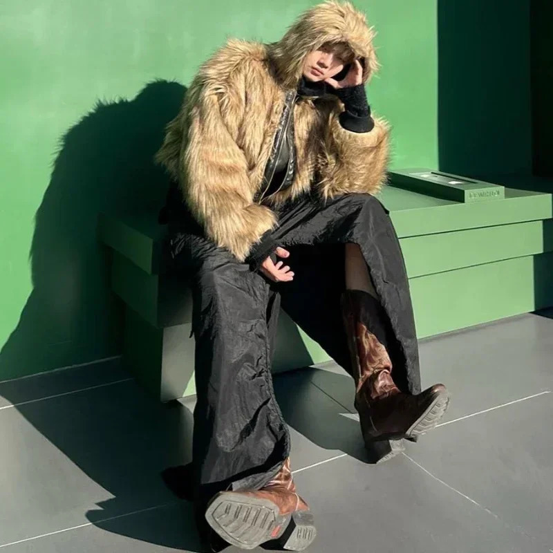 Mens Winter Arrival Two-Sided Wearable Faux Fur Coat - Integrating Fox Fur for Trendy leather jacket Winter Warmth 251106