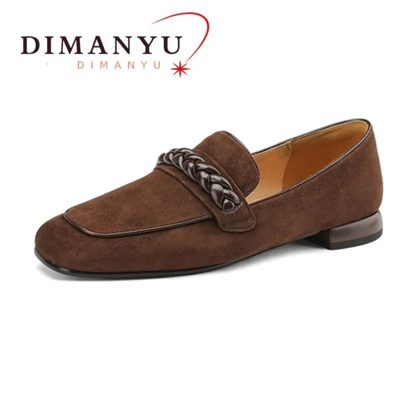 DIMANYU Loafers Womens British Style Square Head Mid-mouth Single Shoes Female Low Heel Casual Ladies Shoes 251110