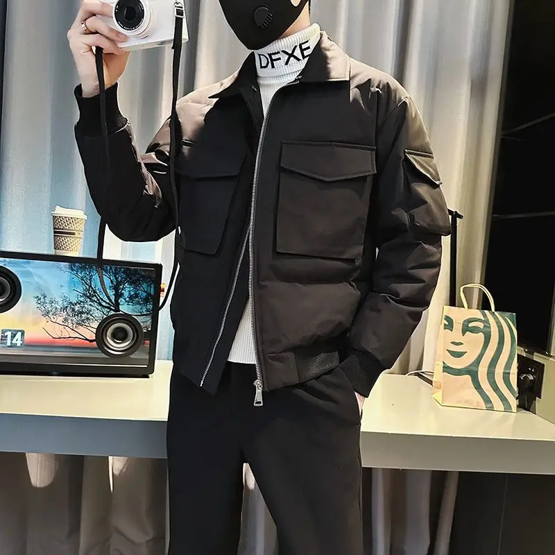 Mens Winter Cotton Coat Arrival Korean Style Trendy Oversized Casual Jacket Thick Warm Fashionable Puffer for Men 251106