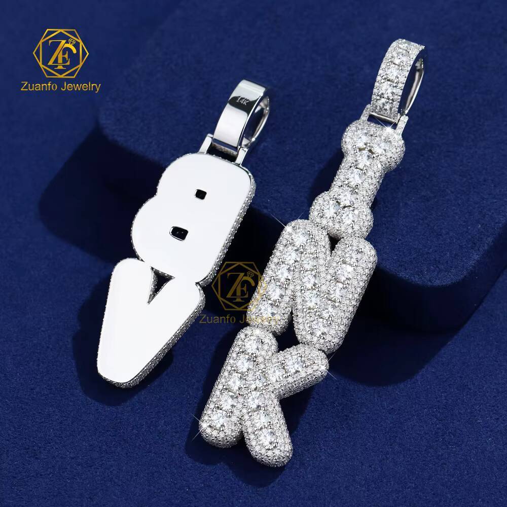 HipHop Style Customizable Iced Out D Letter Pendant VVS1 Moissanite Diamond Name Charm for Mens Gift or Party Accessory Customizable