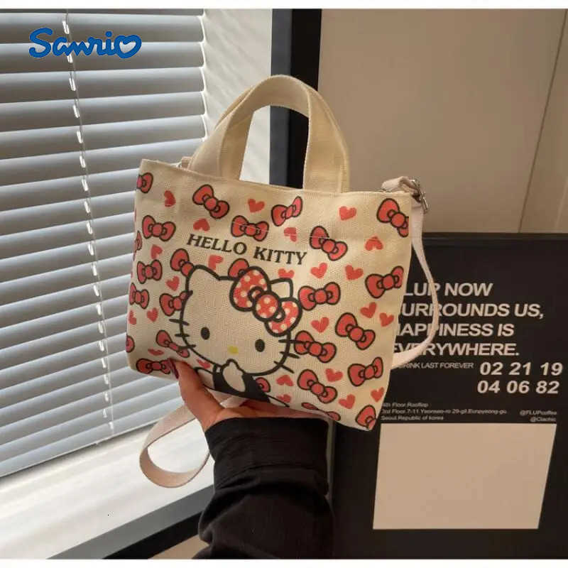 Sanrio Girl Cartoon Canvas Handbag Hello Kitty Student Sweet Kawaii Shoulder Bag Versatile Portable Backpack Travel Handbag New H251111